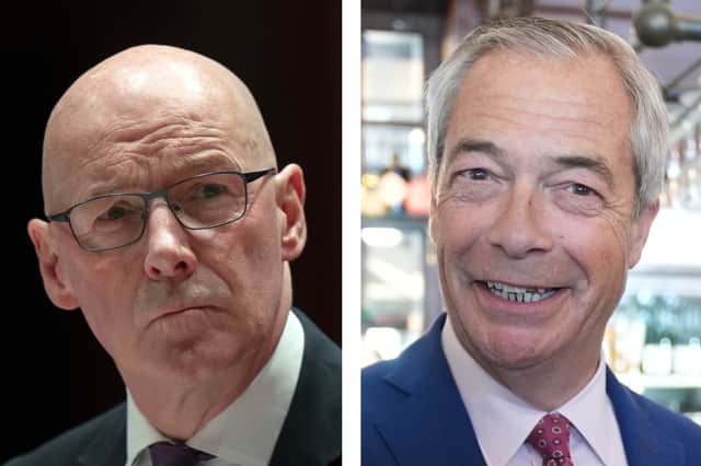 First Minister and SNP leader John Swinney and Reform UK leader Nigel Farage