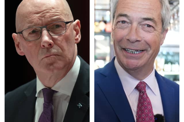 First Minister and SNP leader John Swinney and Reform UK leader Nigel Farage