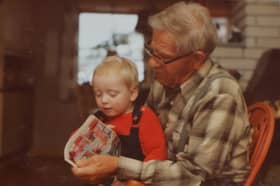 Undated handout photo of Astrid Larsen's son Andreas Moe Larsen and her father Leif Andreas Larsen