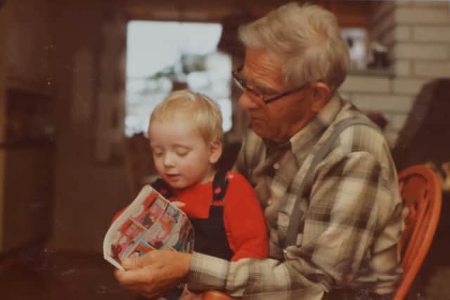 Undated handout photo of Astrid Larsen's son Andreas Moe Larsen and her father Leif Andreas Larsen