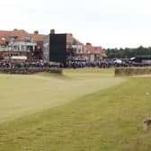Bob MacIntyre plays his second shot on the 18th hole during the final round of the 2024 Genesis Scottish Open at The Renaissance Club 