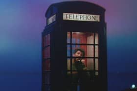 Actor Peter Riegert, who played 'Mac' MacIntyre, inside the famous phone box in the film Local Hero