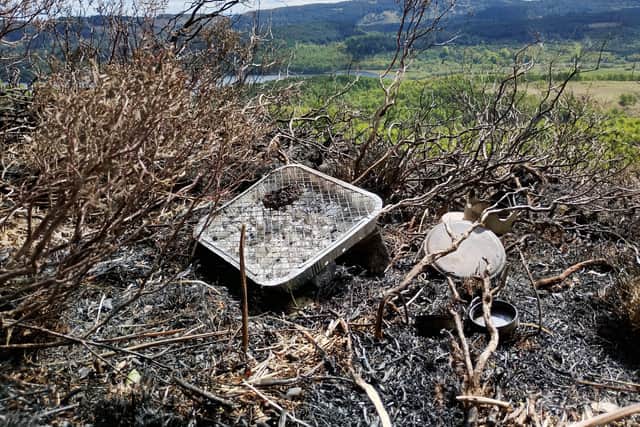 A disposable barbeque with caused a wildfire around the size of "two rugby pitches" in the Trossachs. Picture: Hamish Thomson/WTML/PA Wire