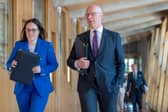 First Minister of Scotland John Swinney and Deputy First Minister Kate Forbes (left) arrive at the main chamber to deliver a statement on his Programme for Government to the Scottish Parliament at Holyrood. Photo: Jane Barlow/PA Wire