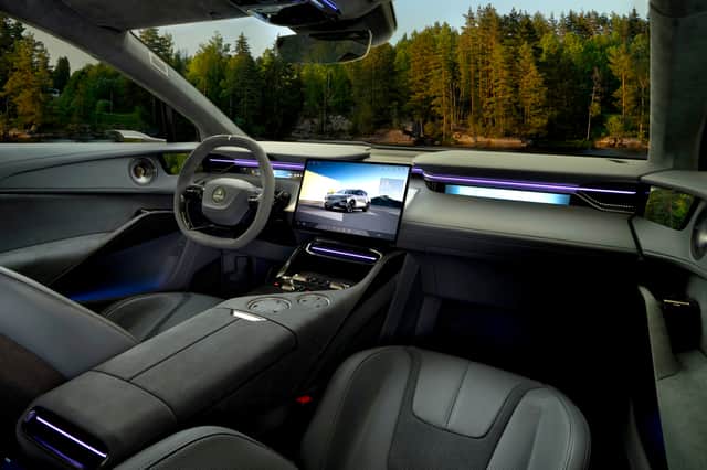 The luxurious cabin of a Lotus Eletre.
