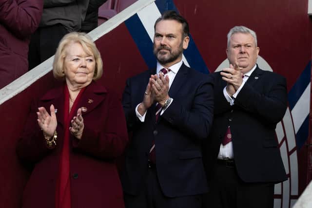 Hearts chairman Ann Budge, chairman of the Foundation of Hearts Gerry Mallon and chief executive Andrew McKinlay.