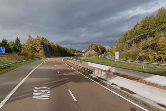 The M90 Craigend junction, which has been shut following a road crash
