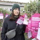 A campaigner reads notes displaying the 'dying wishes' of terminally ill people and others at an event in support of a proposed law to allow assisted dying in Scotland (Picture:  Lesley Martin)