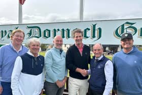 Pictured celebrating the tie up between Royal Dornoch and US golf course designers KCD are, from left, Mark Allan, Tad King, Gary Bethune (captain), Rob Collins, Neil Hampton (general manager) and Trevor Dormer 