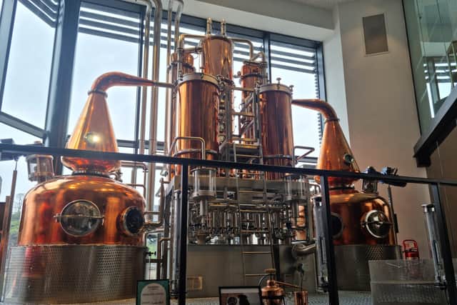 The shiny new stills at the Edinburgh Gin distillery