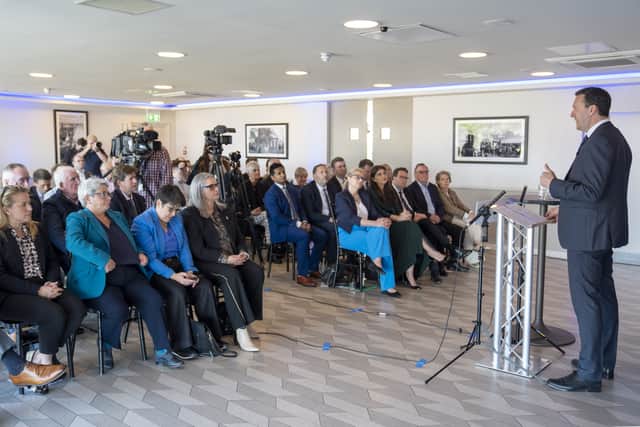 Russell Findlay makes a speech to mark one year to go until the Holyrood election.