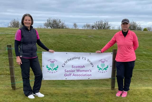 Two of the competitors in the Scottish Senior Women’s Golf Association Midland Division Spring Meeting at Crail