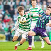 Celtic's Arne Engels and Hibernian's Josh Campbell in action during a Scottish Gas Scottish Cup Quarter-Final match between Celtic and Hibs. Cr: SNS Group.
