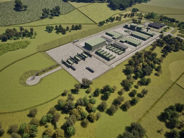 Artist impression of the proposed hydrogen plant next to the river Spey 