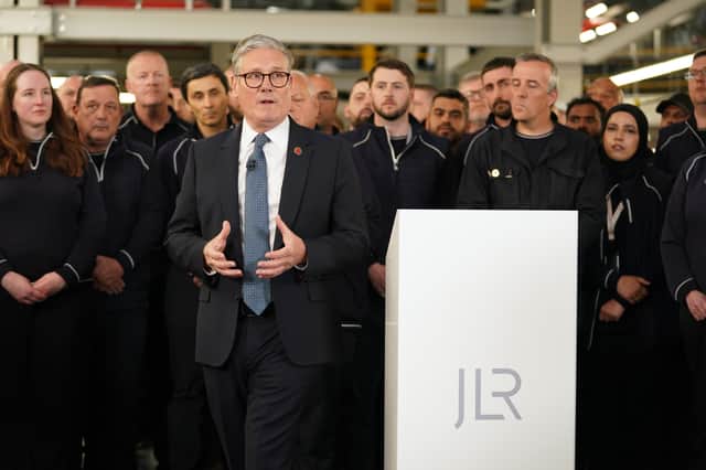 Keir Starmer hailed the US-UK trade deal during a visit to a Jaguar Land Rover factory in Solihull (Picture: Alberto Pezzali/ WPA pool)