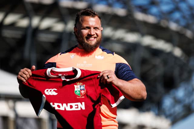 Pierre Schoeman shows off the Lions shirt with pride.