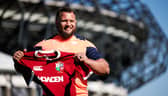 Pierre Schoeman shows off the Lions shirt with pride.