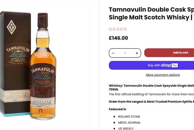 The Tamnavulin Double Cask is listed at £146 on the Cask Cartel website