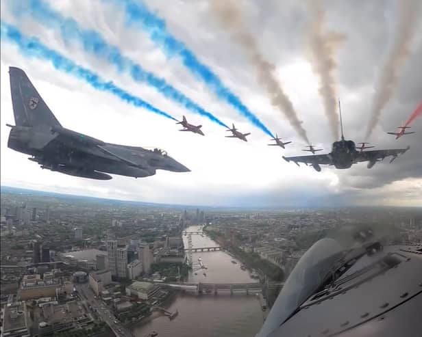 Incredible footage inside Typhoon shows VE Day flypast over London