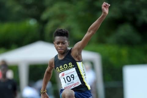 Miraji Ahmed competing in the triple jump as a junior
