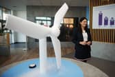 Lisa Nandy, now UK Culture Secretary, viewed models of wind turbines at the Orsted Visitor Centre in Grimsby in 2022 (Picture: Christopher Furlong)