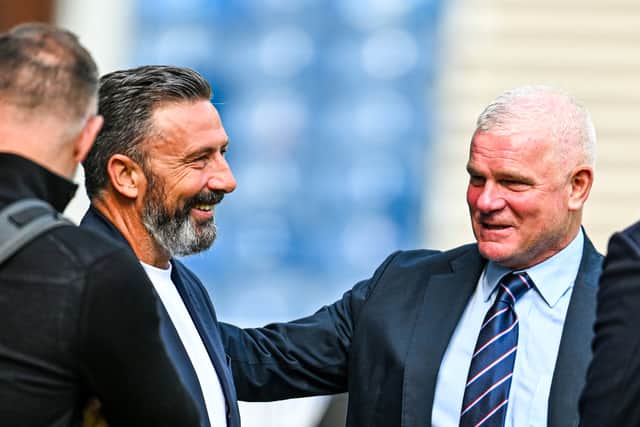 Kilmarnock manager Derek McInnes pictured with Ian Durrant ahead of the Rangers v Aberdeen match at Ibrox. (Photo by Rob Casey / SNS Group)