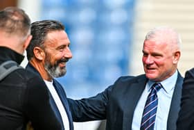 Kilmarnock manager Derek McInnes pictured with Ian Durrant ahead of the Rangers v Aberdeen match at Ibrox. (Photo by Rob Casey / SNS Group)