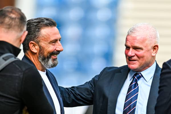 Kilmarnock manager Derek McInnes pictured with Ian Durrant ahead of the Rangers v Aberdeen match at Ibrox. (Photo by Rob Casey / SNS Group)