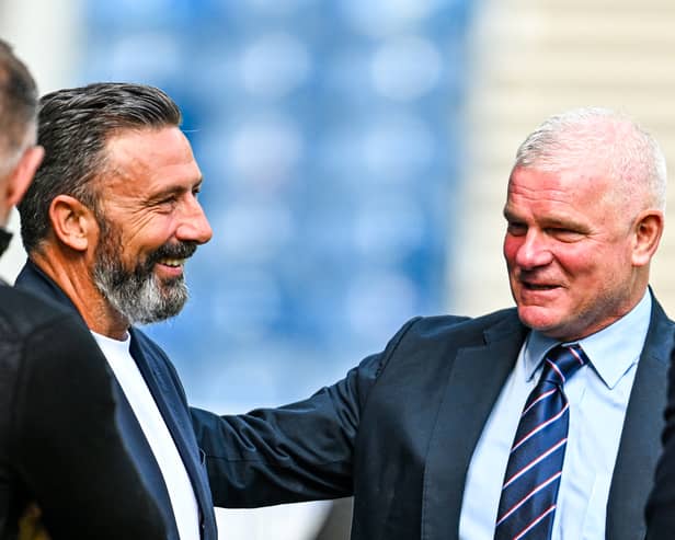 Kilmarnock manager Derek McInnes pictured with Ian Durrant ahead of the Rangers v Aberdeen match at Ibrox. (Photo by Rob Casey / SNS Group)