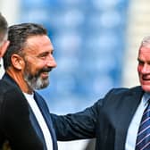 Kilmarnock manager Derek McInnes pictured with Ian Durrant ahead of the Rangers v Aberdeen match at Ibrox. (Photo by Rob Casey / SNS Group)