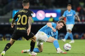 Scott McTominay in action for Napoli during the 2-2 draw with Genoa. (Photo by CARLO HERMANN/AFP via Getty Images)          