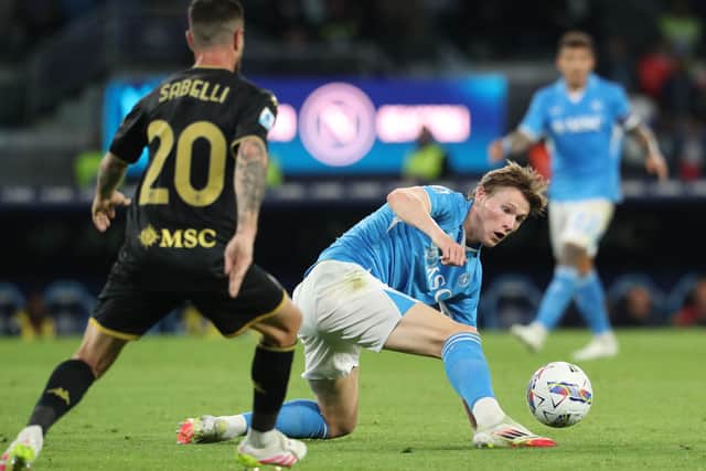 Scott McTominay in action for Napoli during the 2-2 draw with Genoa. (Photo by CARLO HERMANN/AFP via Getty Images)