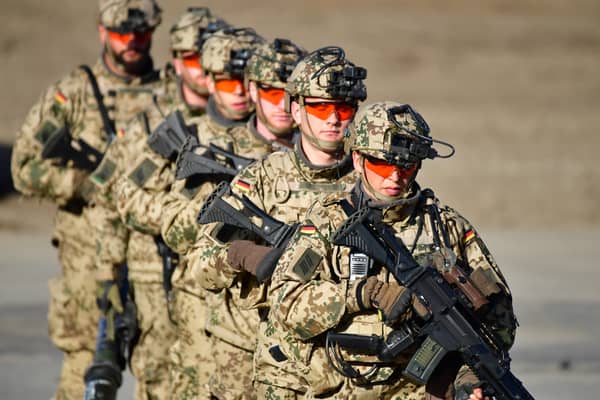 Soldiers of the Bundeswehr, the German armed forces, take part in a training exercise (Picture: Alexander Koerner)