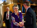 Restaurateur, broadcaster and cookery writer Prue Leith shakes hands with Liam McArthur MSP as she lends her support to his bill to legalise assisted dying in Scotland (Picture: Jeff J Mitchell)