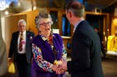 Restaurateur, broadcaster and cookery writer Prue Leith shakes hands with Liam McArthur MSP as she lends her support to his bill to legalise assisted dying in Scotland (Picture: Jeff J Mitchell)