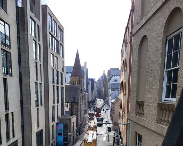 Emergency services at the scene on the Cowgate