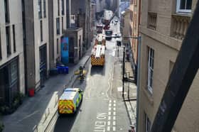 Emergency services at the scene on the Cowgate