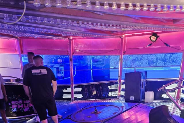 A photo after the incident where a fairground waltzer ride broke off the track and crashed. Picture: Kevin McNulty/PA Wire