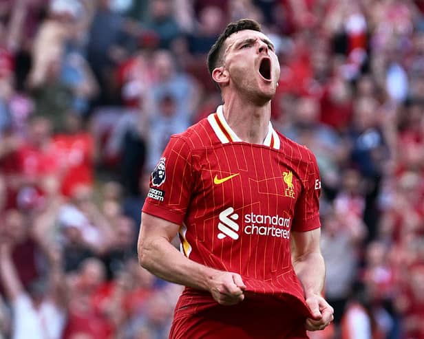 Scotland and Liverpool ace Andy Robertson offered an emotional defence of Trent Alexander-Arnold. Cr: Getty Images.