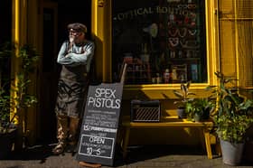 Richard Cook outside the Spex Pistols shop in Dundee.  optical boutique has decided to change its name after being contacted by lawyers for The Sex Pistols