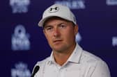 Jordan Spieth speaks with the media prior to the PGA Championship at Quail Hollow Country Club in Charlotte, North Carolina