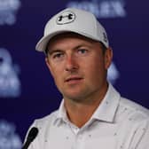 Jordan Spieth speaks with the media prior to the PGA Championship at Quail Hollow Country Club in Charlotte, North Carolina