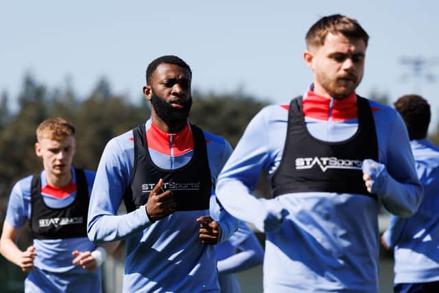 Hearts train ahead of their final home match of the season against St Johnstone.