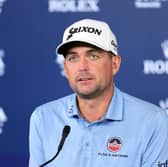 US Ryder Cup captain Keegan Bradley of the United States speaks to the media prior to the PGA Championship at Quail Hollow in Charlotte, North Carolina