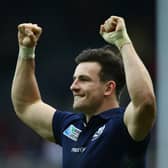 Matt Scott celebrates Scotland's win over Samoa in Newcastle at the 2015 Rugby World Cup.