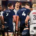 Sharks' Eben Etzebeth, centre, and Edinburgh's Sam Skinner (No 4) were involved in a heated exchange. 