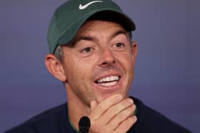 Rory McIlroy of Northern Ireland talks during a press conference prior to the PGA Championship at Quail Hollow Country Club in Charlotte, North Carolina