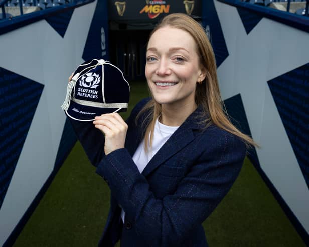  Hollie Davidson was recently presented with a Scottish Rugby referee's cap.