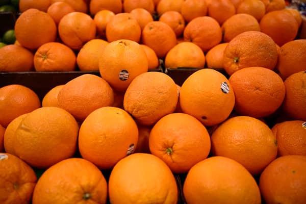 Navel oranges are displayed for sale in the fresh produce area of a Sprouts Farmers Market grocery store in Redondo Beach, California on February 23, 2024