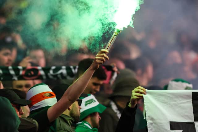 Celtic fans during a the match between Aberdeen and Celtic at Pittodrie Stadium in Aberdeen on Wednesday